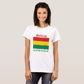 ボリビアの旗+地図+テキストTシャツ Tシャツ (正面フル)