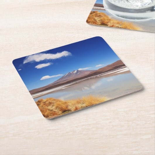 ボリビアの火山とのAltiplanoの景色 スクエアペーパーコースター (アングル)