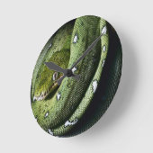 ボリビアの緑の木のヘビのエメラルドのボア ラウンド壁時計 (傾斜)