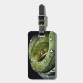 ボリビアの緑の木のヘビのエメラルドのボア ラゲッジタグ (正面縦)