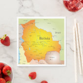 ボリビアの都市と国境地図 スタンダードランチョンナプキン (インサイチュ)