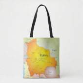 ボリビアの都市と国境地図 トートバッグ (正面)