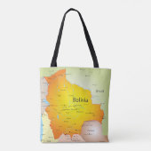 ボリビアの都市と国境地図 トートバッグ (裏面)