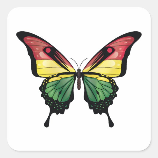 ボリビアアゲハチョウバタフライ国旗のシール スクエアシール (正面)