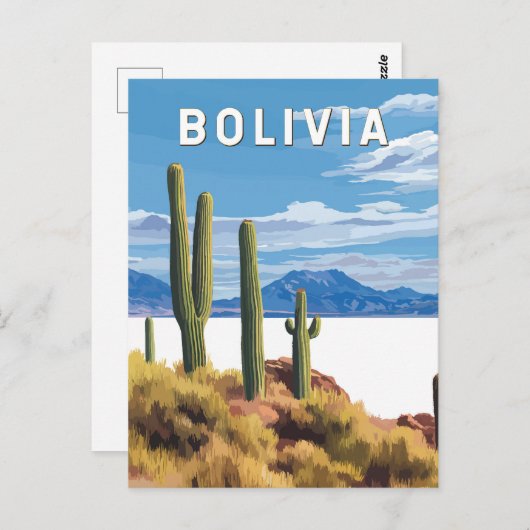ボリビアイラストレーショントラベルアートヴィンテージ ポストカード (正面/裏面)