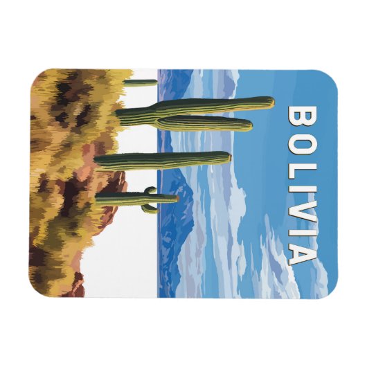 ボリビアイラストレーショントラベルアートヴィンテージ マグネット (横)