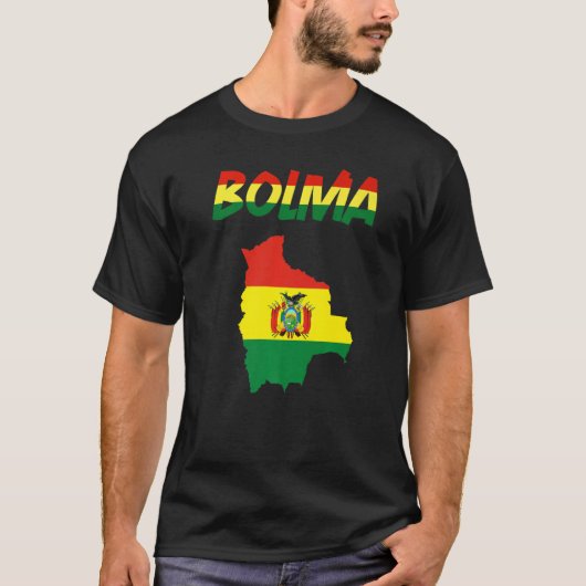 ボリビア国地図国旗ボリビア国旗Sou Tシャツ (正面)