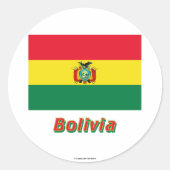 ボリビア国旗と名称 ラウンドシール (正面)