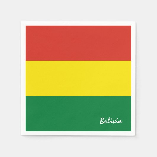 ボリビア国旗のパーティーファッション/スポーツファン スタンダードカクテルナプキン (正面)
