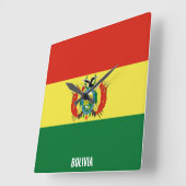 ボリビア国旗の輝く愛国心 スクエア壁時計 (傾斜)