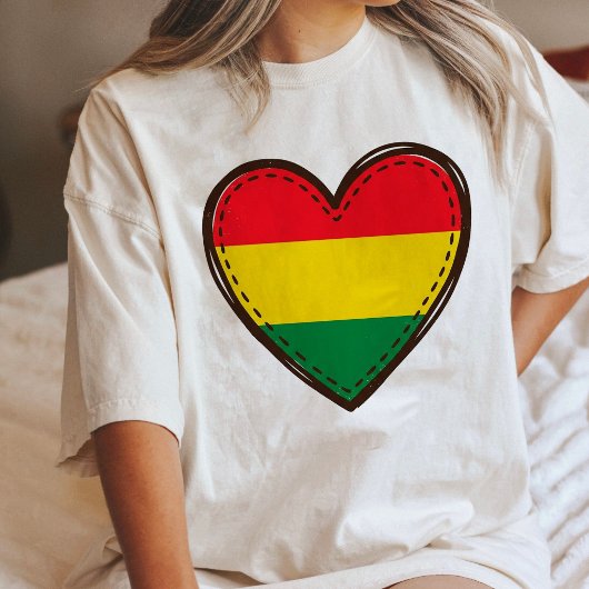 ボリビア国旗ハート トライブレンドTシャツ