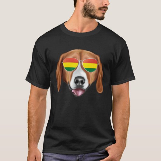 ボリビア国旗American Foxhound Dog Bolivia Pocket Tシャツ (正面)