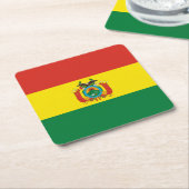 ボリビア愛国国旗 スクエアペーパーコースター (アングル)