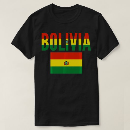 ボリビア贈呈ボリビア国旗のプルオーバー Tシャツ (デザイン正面)