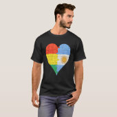 ボリビア(アルゼンチン)国旗のハート Tシャツ (正面フル)