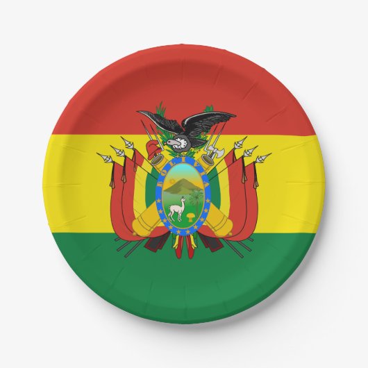 ボリビア、ボリビア国旗のパーティー、誕生日/スポーツ ペーパープレート (正面)