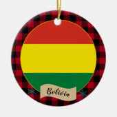 ボリビア、レッドバッファロープライド&ボリビア国旗 セラミックオーナメント (正面)