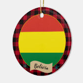 ボリビア、レッドバッファロープライド&ボリビア国旗 セラミックオーナメント (左)