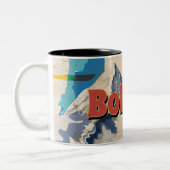 ボリビア・ヴィンテージ旅行ポスター ツートーンマグカップ (左)