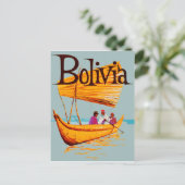 ボリビア、漁船の漁師、ヴィンテージ旅行 ポストカード (スタンド正面)