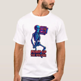 ボリュームを上げろ - ネオン骸骨のブームボックス・ビブラス Tシャツ