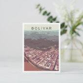 ボリヴァールヴェネズエラアートヴィンテージトラベルイラストレーション ポストカード (スタンド正面)