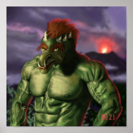 ボルケーノトロルバケーションファンタジーウォールアートプリント ポスター