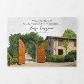 ボルゴコルシナーノ |図解入りの、写真付きの結婚s 三つ折り招待状 (カバー)