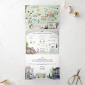 ボルゴコルシナーノ |図解入りの、写真付きの結婚s 三つ折り招待状 (内部)