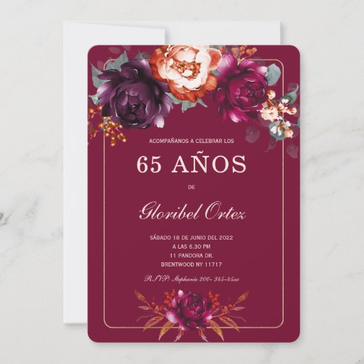 ボルゴニア65番目のアイディアデフィエスタデクンプレニャノスパラ 招待状 (正面)