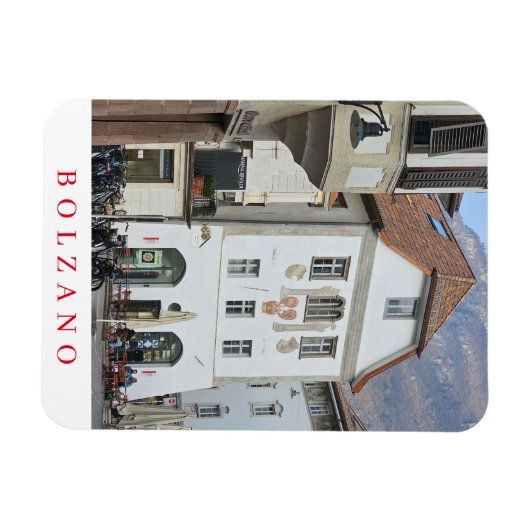 ボルザノワルサースクエア建物ビュー冷蔵庫用マグネット マグネット (横)