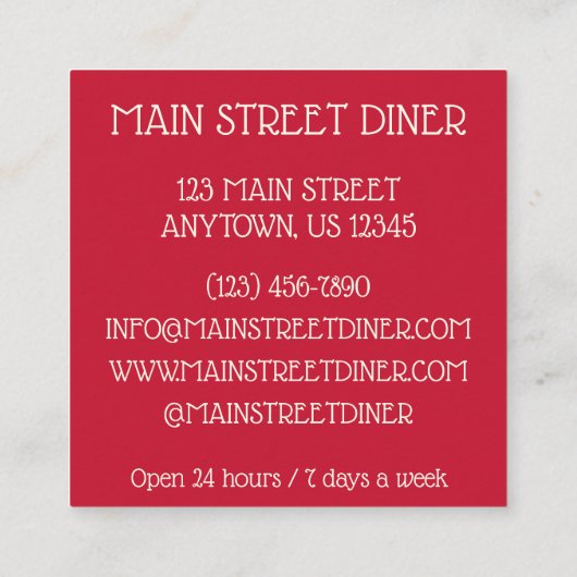 ボルシュトイースタンヨーロッパレッドビーベットスープ スクエア名刺 (裏面)