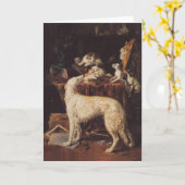 ボルゾイおよび猫カード カード (黄色い花)