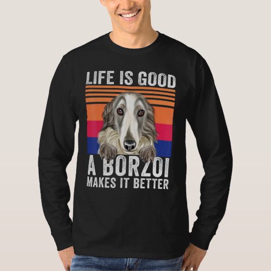ボルゾイがあなたの人生を豊かにする ヴィンテージ Tシャツ (正面)