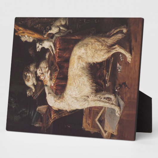 ボルゾイと猫 フォトプラーク (側面)