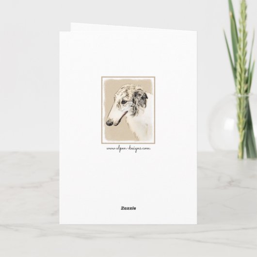 ボルゾイのオリジナルド絵画ッグアート カード (裏面)