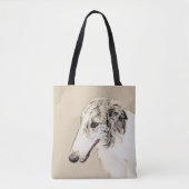 ボルゾイのオリジナルド絵画ッグアート トートバッグ (正面)