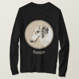 ボルゾイのオリジナルド絵画ッグアート Tシャツ