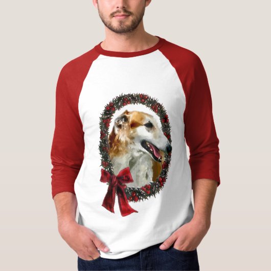 ボルゾイのクリスマスプレゼント Tシャツ (正面)