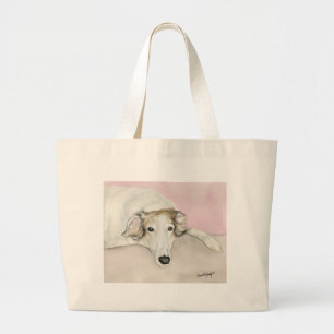 ボルゾイのロシアのなWolfhound犬のバックラムのトートバック ラージトートバッグ