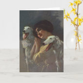 ボルゾイの友人カード カード (黄色い花)