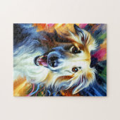 ボルゾイの肖像画アクリルアートプリント 愛犬家へのギフト ジグソーパズル (横)