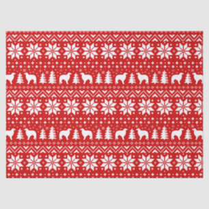 ボルゾイはクリスマスパターン赤のシルエットを描きます 薄葉紙