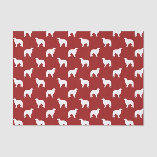 ボルゾイはパターン赤のシルエットを描きます 薄葉紙 (正面)