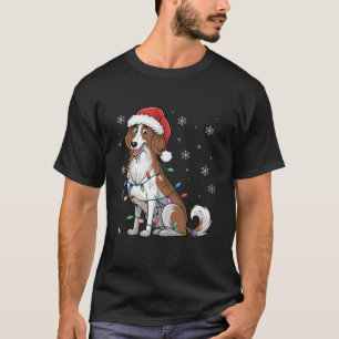 ボルゾイクリスマスライトクリスマスドッグギフト男性へを見る Tシャツ
