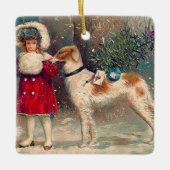 ボルゾイクリスマス装飾品 セラミックオーナメント (正面)