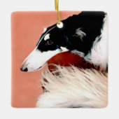 ボルゾイクリスマス装飾品 セラミックオーナメント (正面)