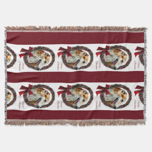 ボルゾイクリスマス スローブランケット (正面)