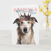 ボルゾイドッククイーンフォーデイおもしろい誕生日 カード (黄色い花)