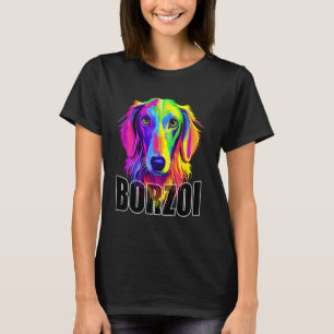 ボルゾイドッグカラフル恋人Bozoi顔メンズウィメンズブラ Tシャツ